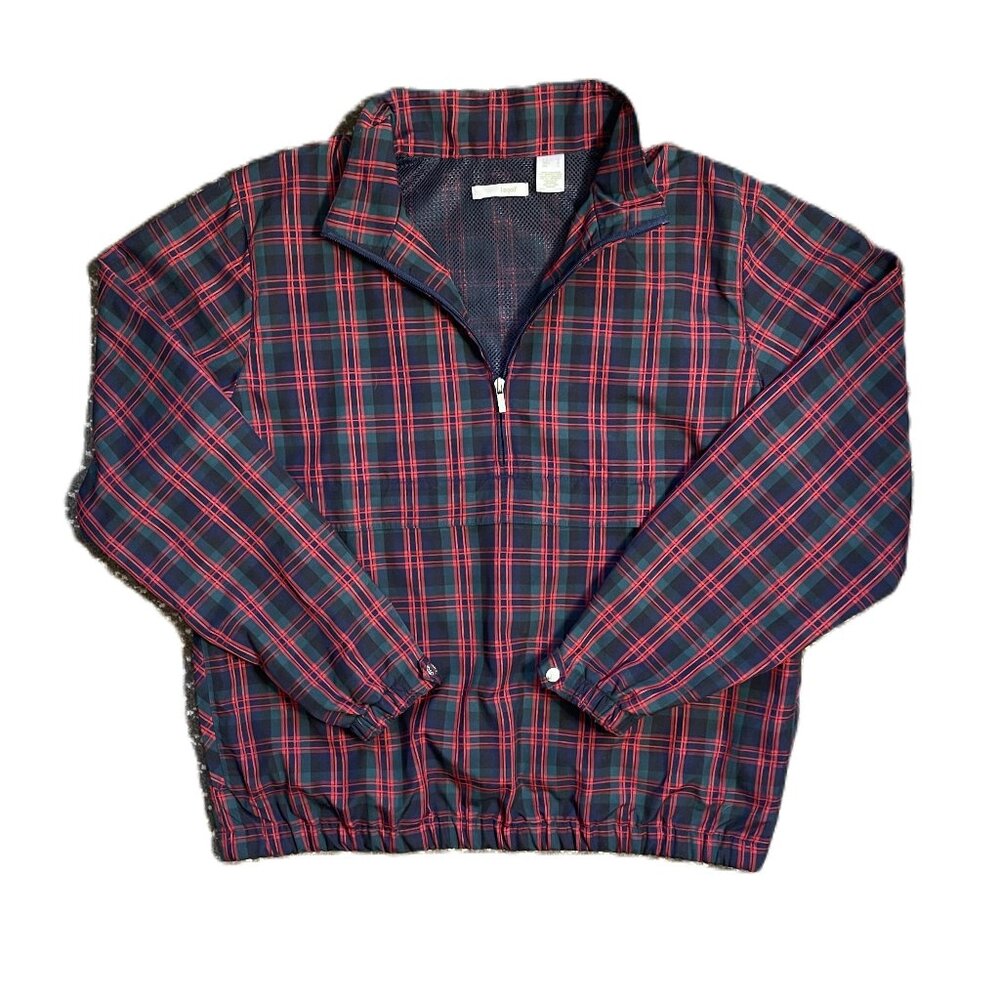 LizGolf Plaid Windbreaker 3/4 Zip Jacket -Size Large